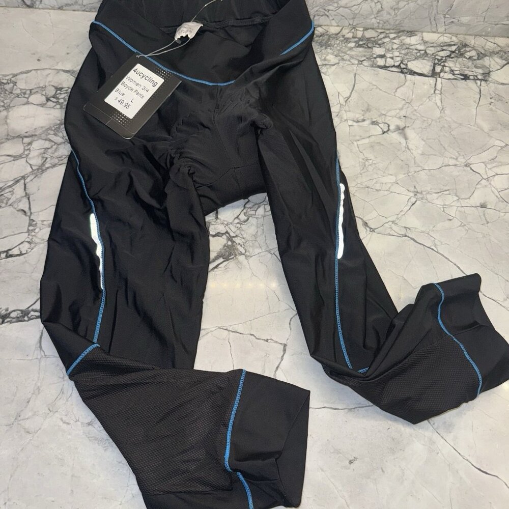 4ucycling Women’s 3/4 Length Size Large Padded Bicycle Pants NEW